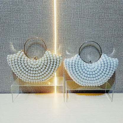 Sac bandoulière perlé style classique à motif diamant élégant